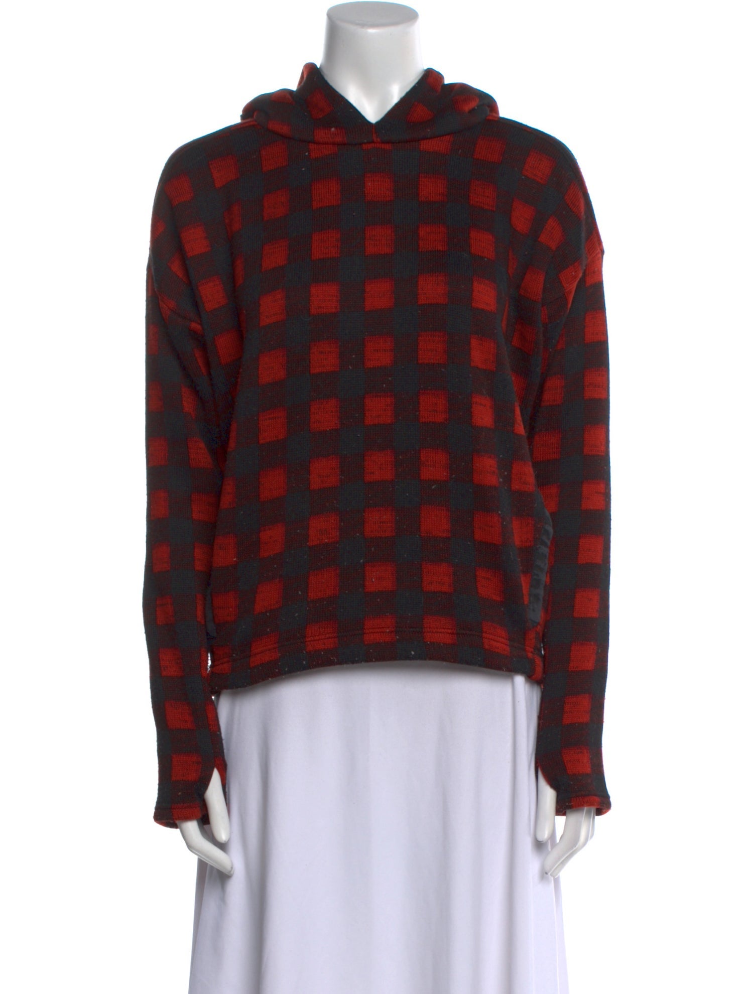 Maje Plaid Print Mock Neck Sweatshirt