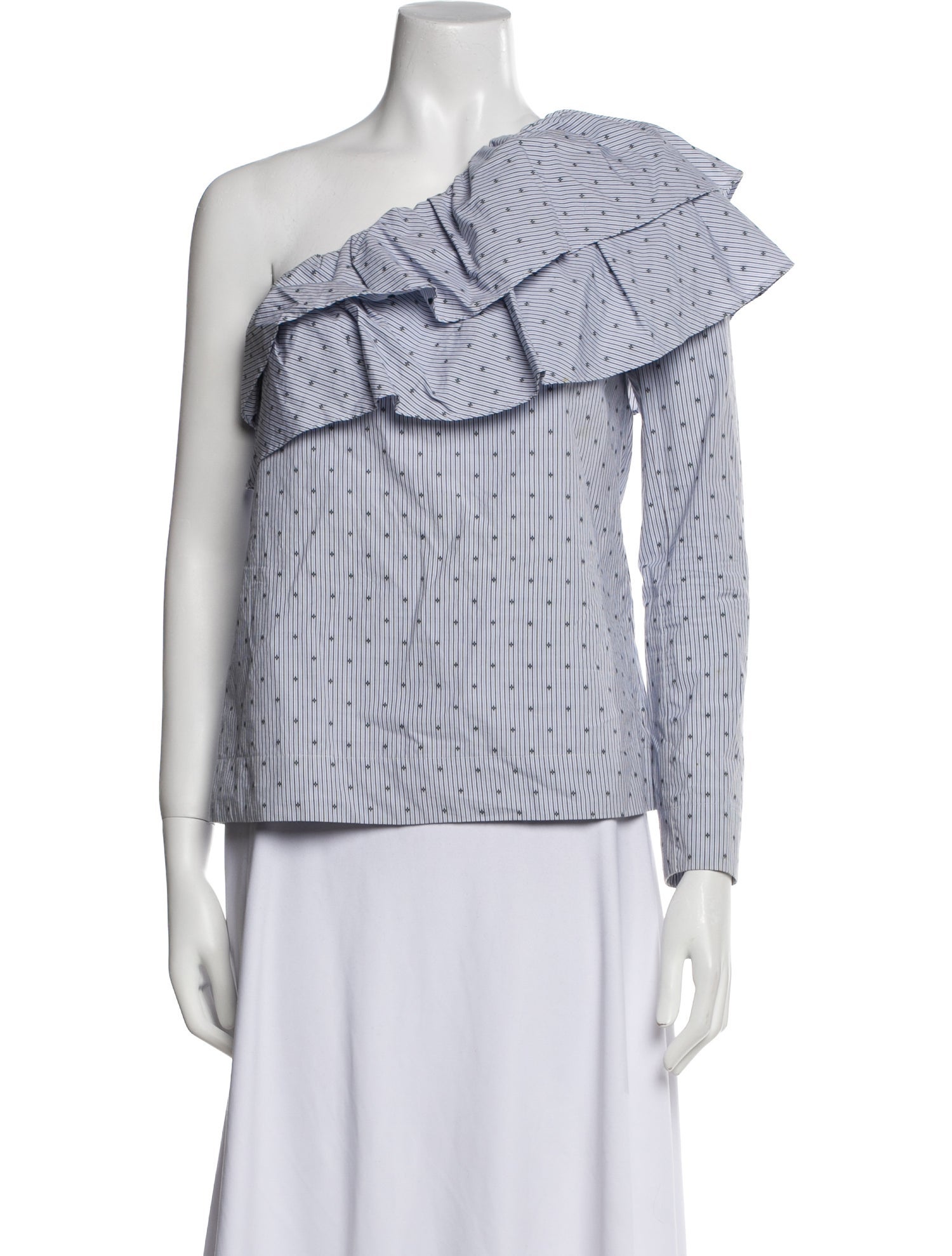 Maje Printed One-Shoulder Blouse