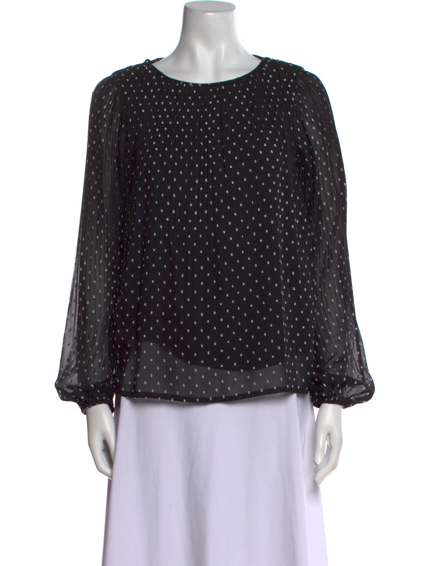 Maje Polka Dot Print Bateau Neckline Blouse