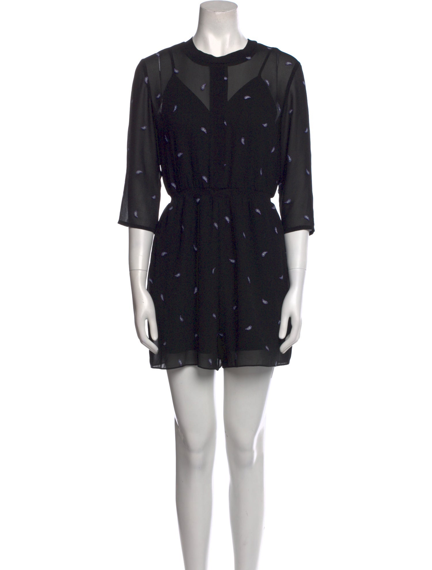 Maje Paisley Print Crew Neck Romper