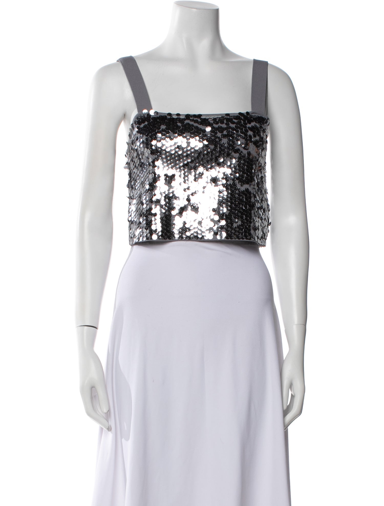 Maje Square Neckline Sleeveless Crop Top
