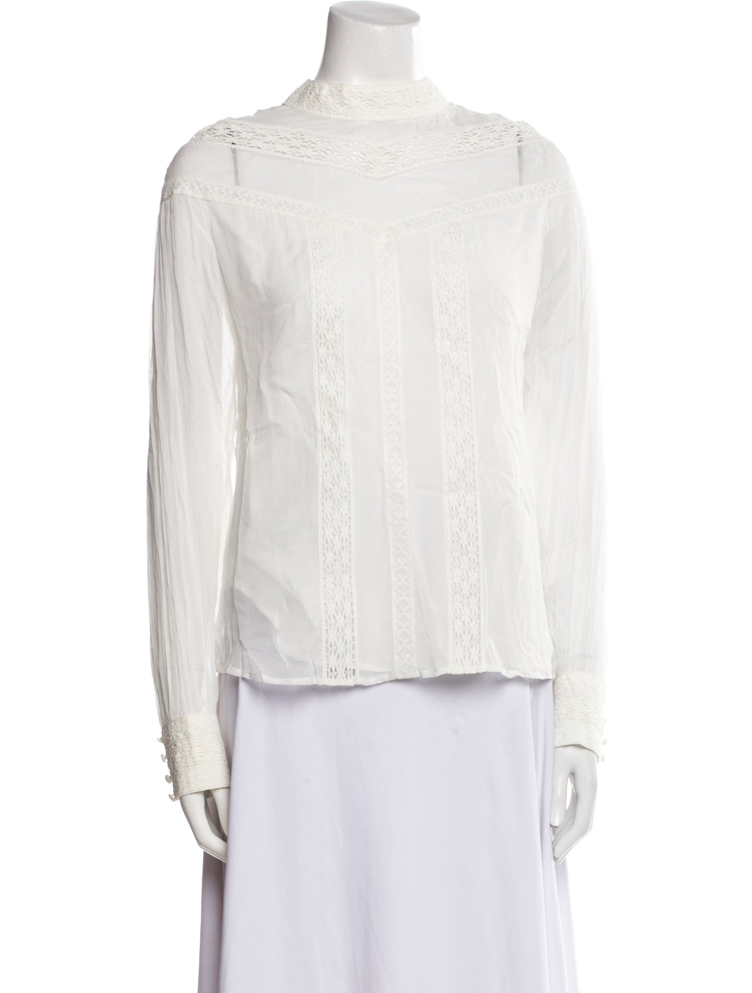 Maje Mock Neck Long Sleeve Blouse
