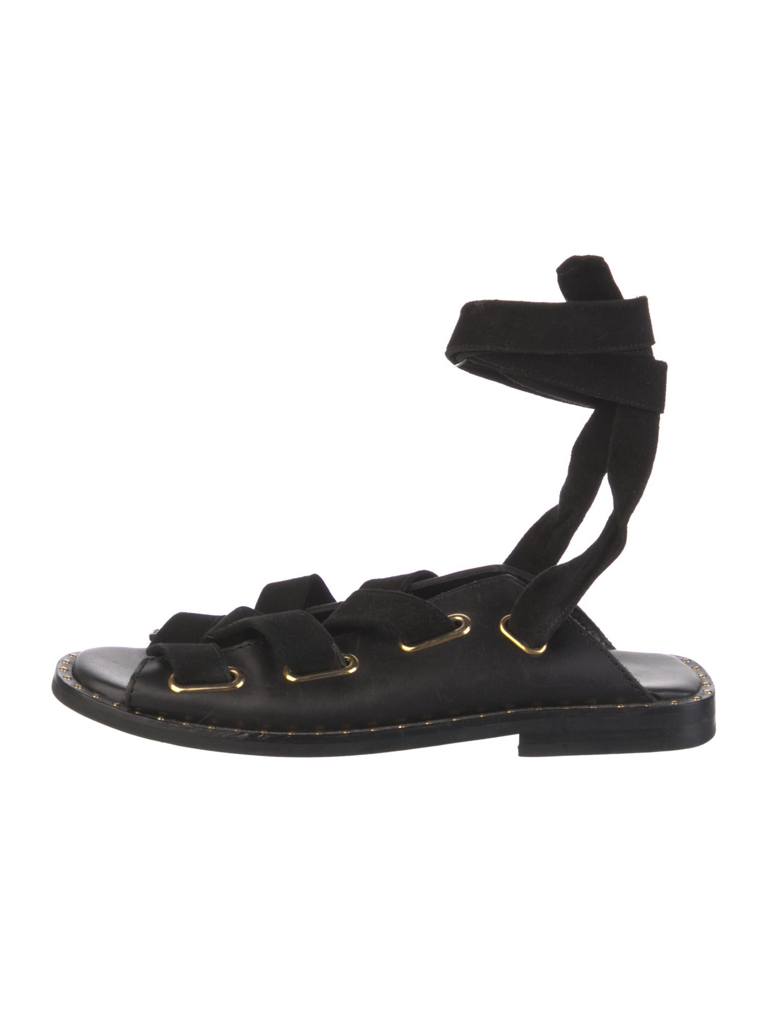 Maje Leather Studded Accents Gladiator Sandals