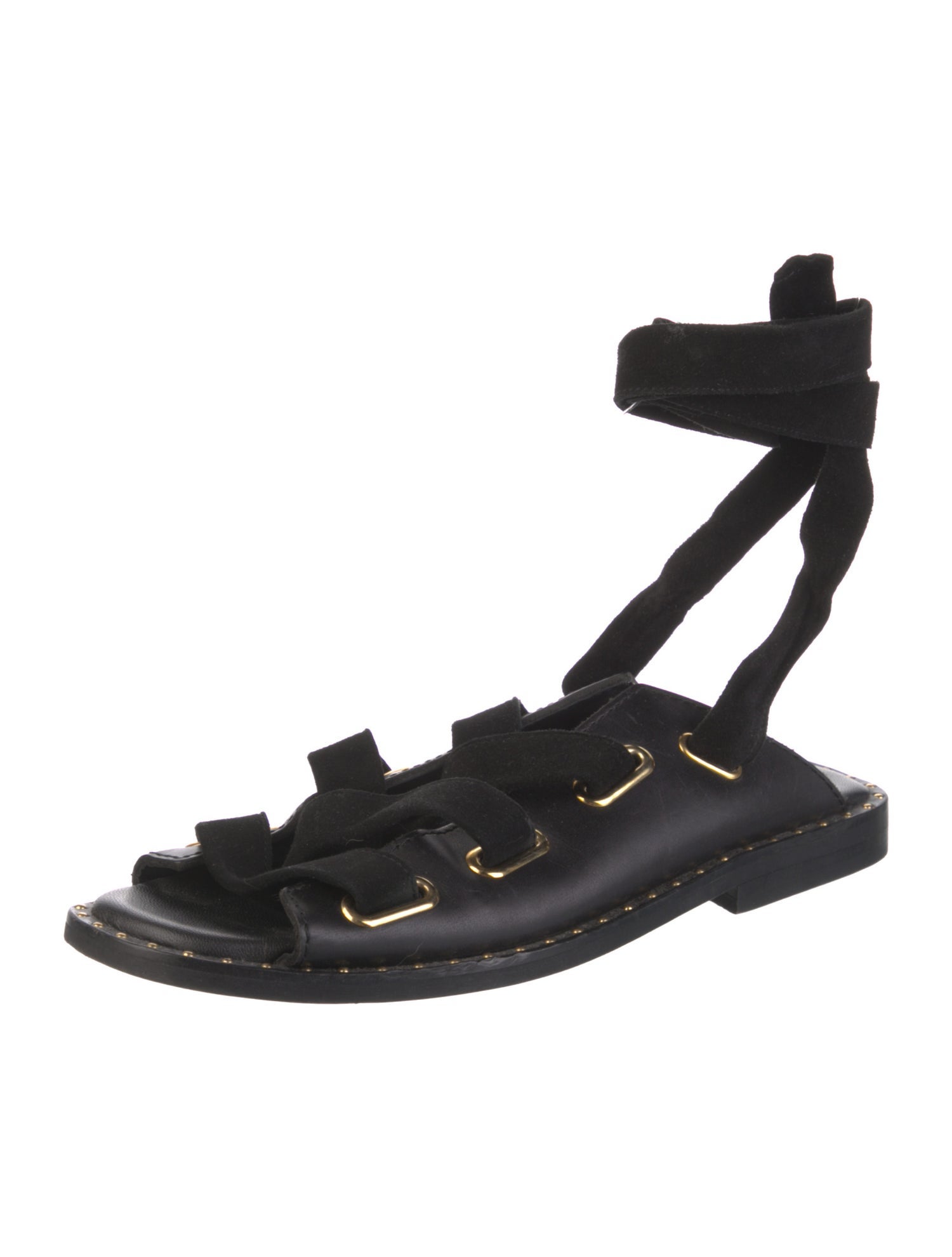 Maje Leather Studded Accents Gladiator Sandals