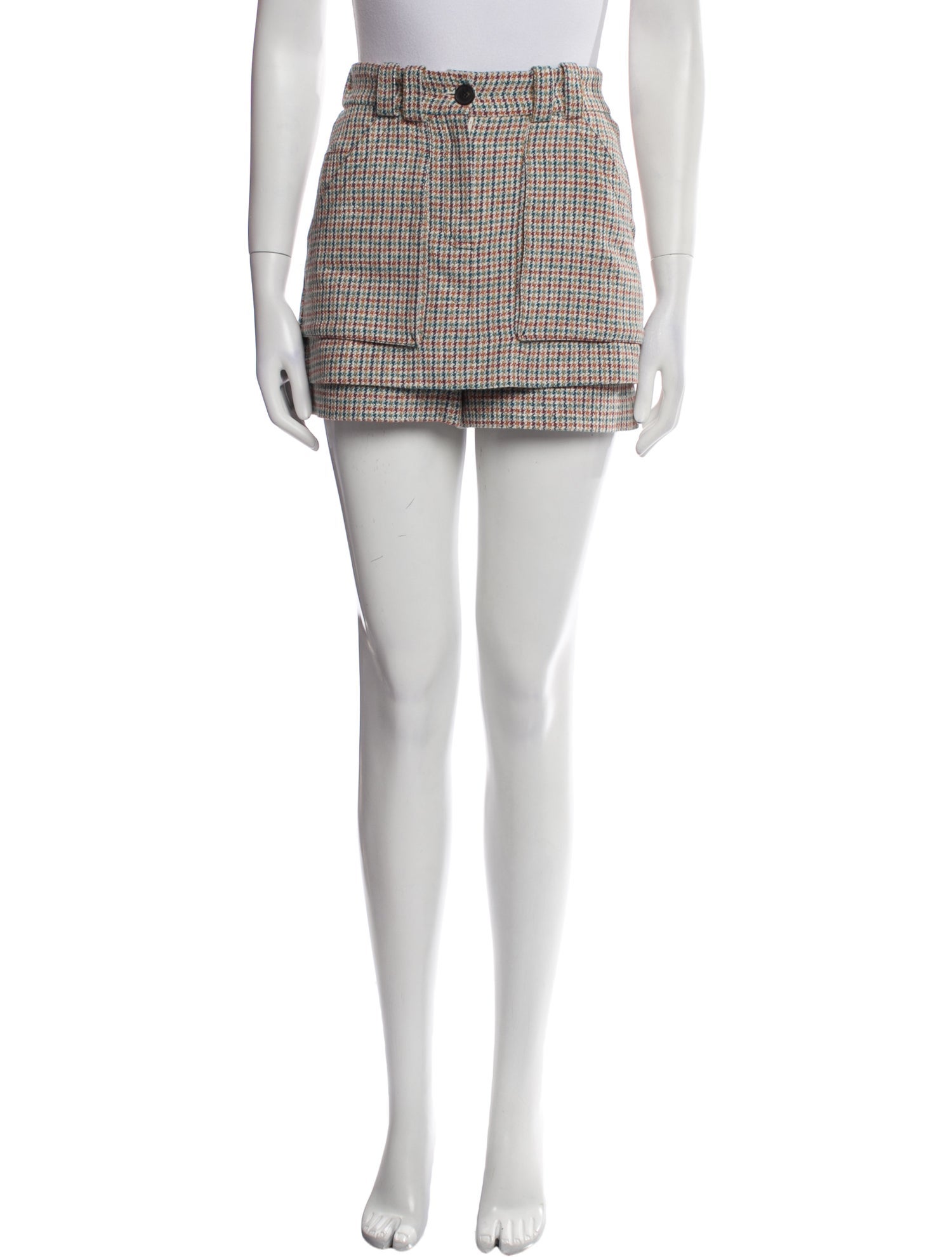 Maje Plaid Print Mini Shorts