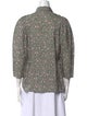 Maje Floral Print Three-Quarter Sleeve Button-Up Top