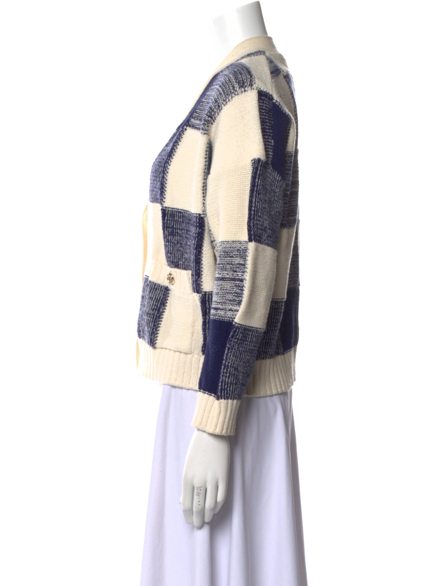 Maje Plaid Print V-Neck Sweater