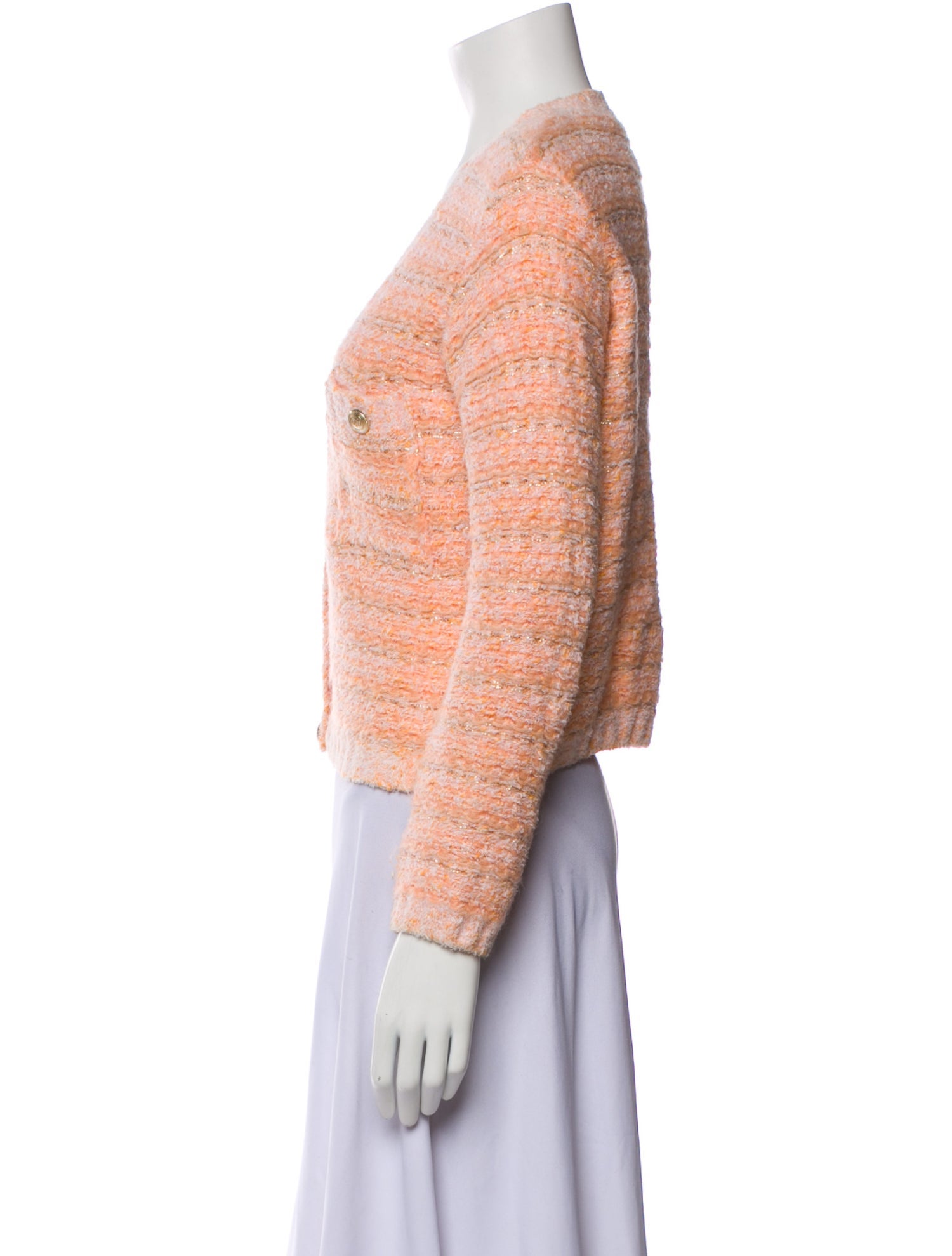 Maje Tweed Pattern V-Neck Sweater