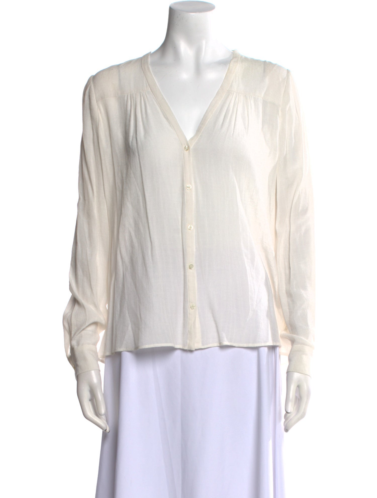 Maje V-Neck Long Sleeve Button-Up Top