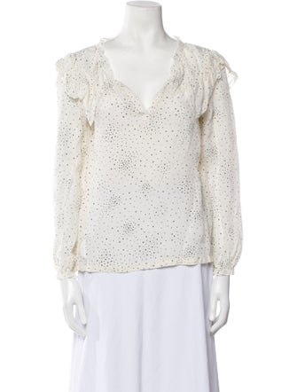Maje Polka Dot Print V-Neck Blouse