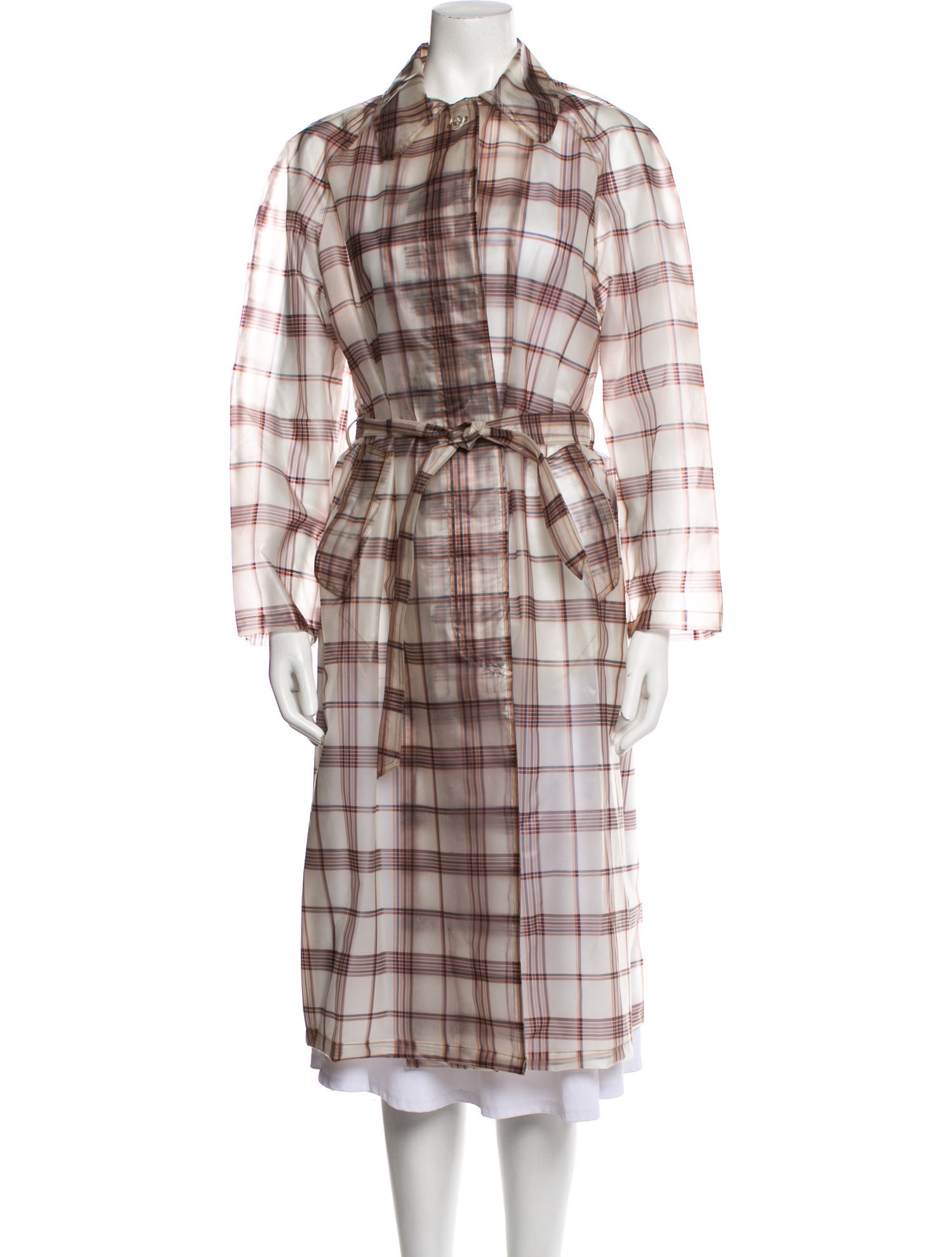 Maje Plaid Print Trench Coat