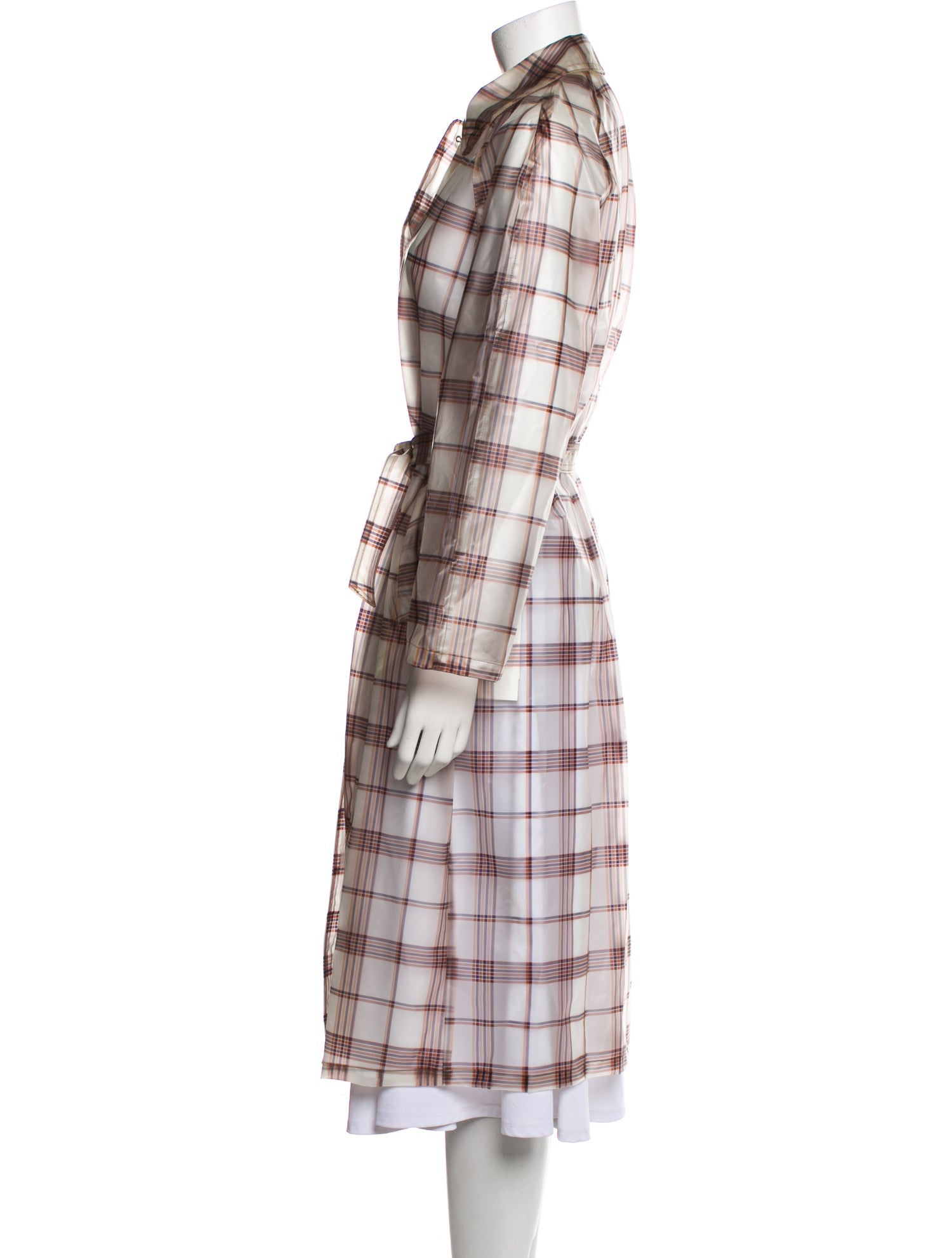 Maje Plaid Print Trench Coat