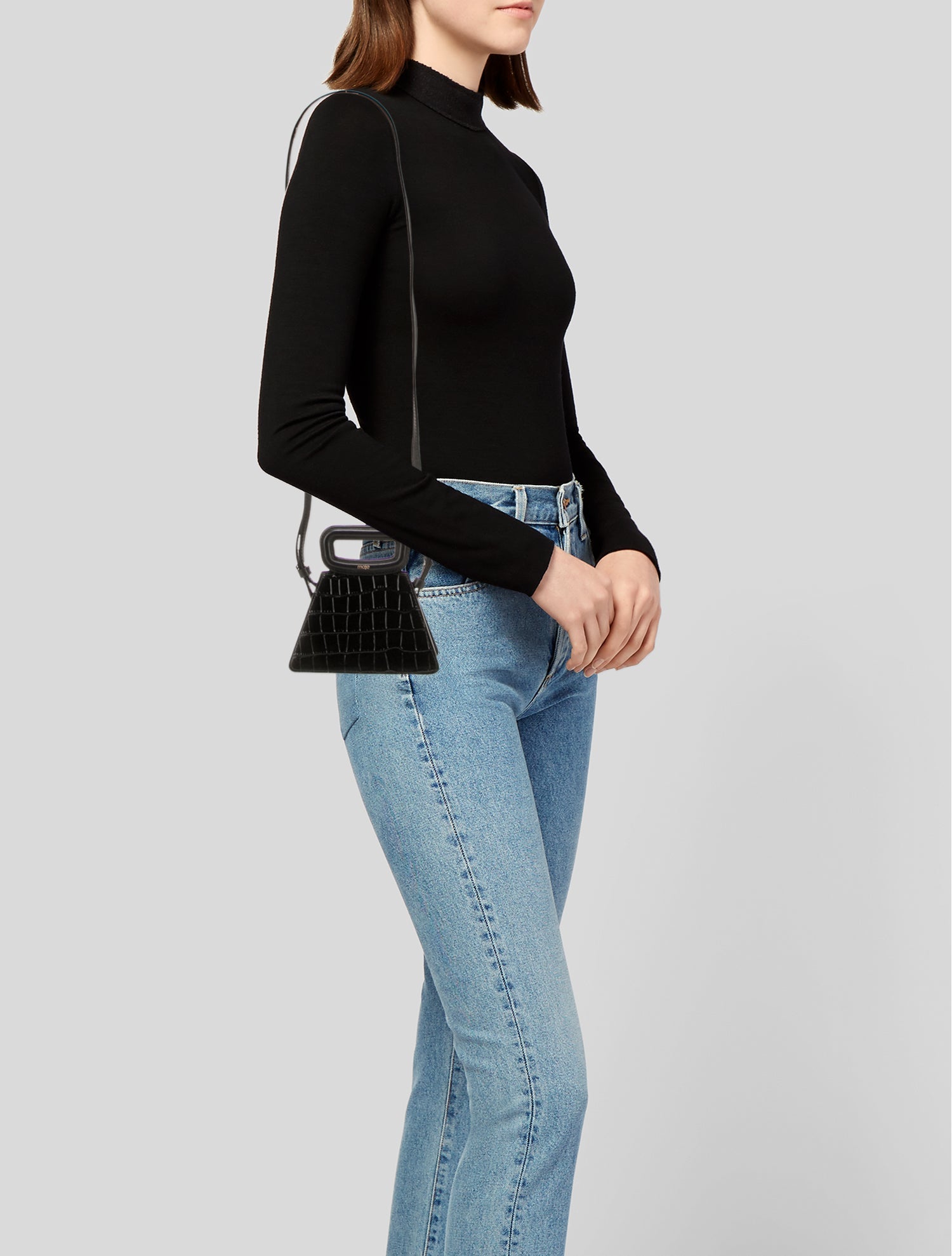 Maje Embossed Leather Shoulder Bag