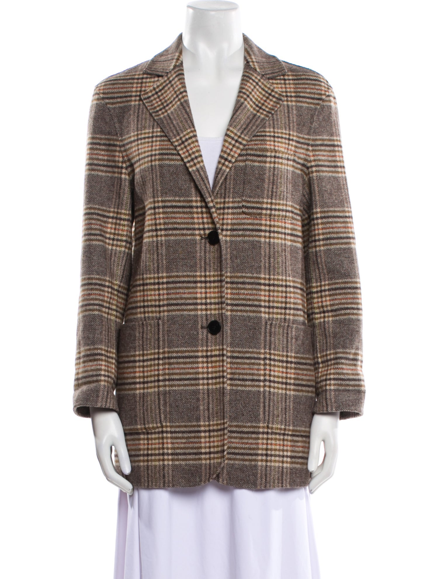 Maje Plaid Print Coat