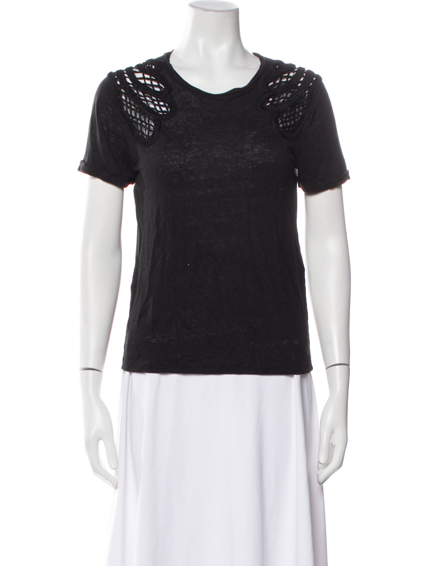 Maje Linen Scoop Neck T-Shirt