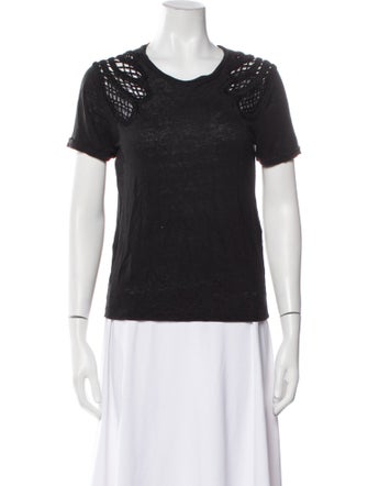 Maje Linen Scoop Neck T-Shirt