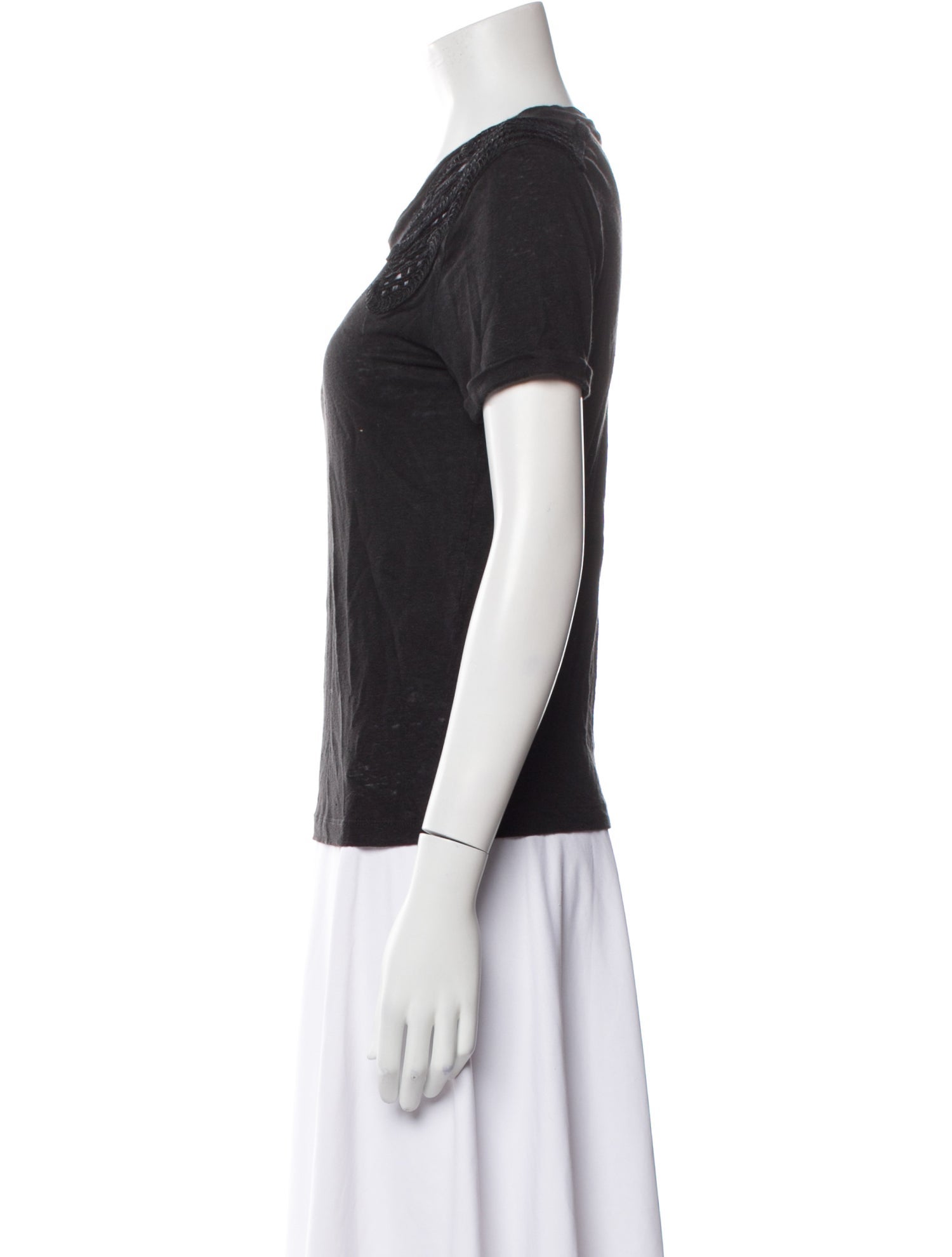 Maje Linen Scoop Neck T-Shirt