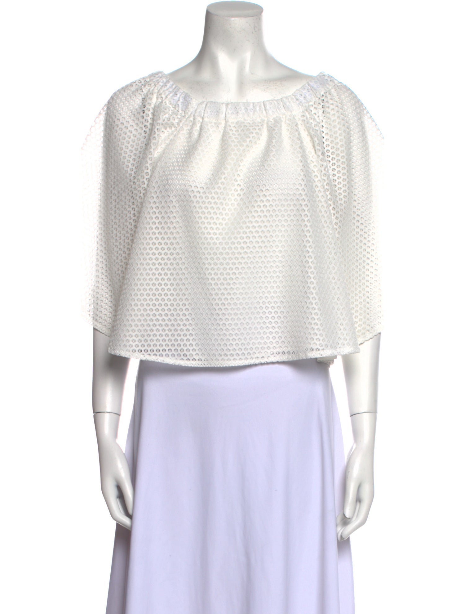 Maje Scoop Neck Three-Quarter Sleeve Crop Top