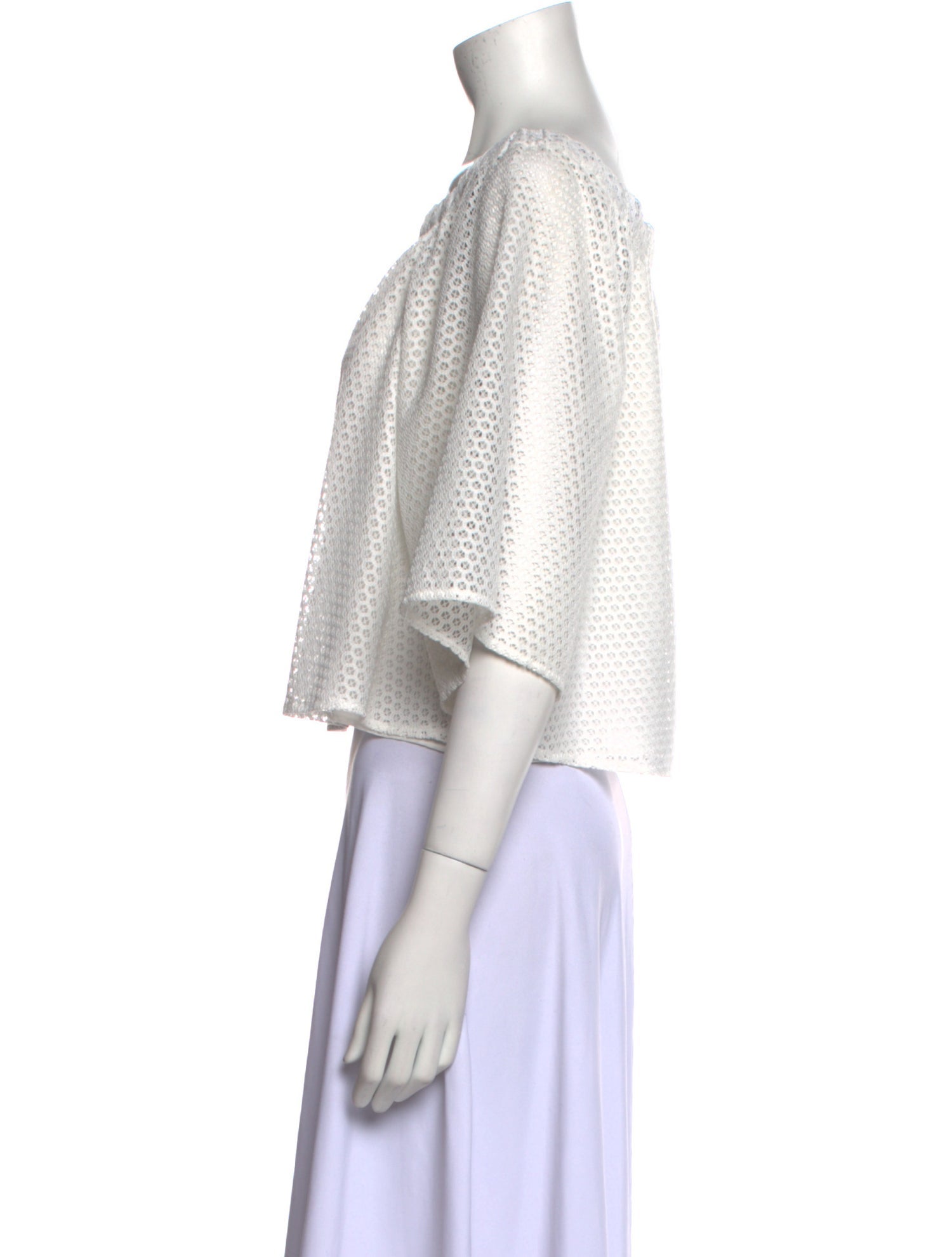 Maje Scoop Neck Three-Quarter Sleeve Crop Top