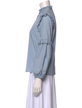 Maje Mock Neck Long Sleeve Button-Up Top