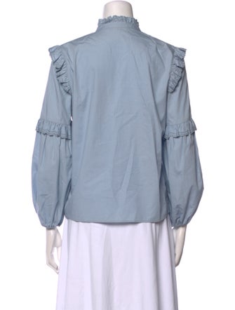 Maje Mock Neck Long Sleeve Button-Up Top