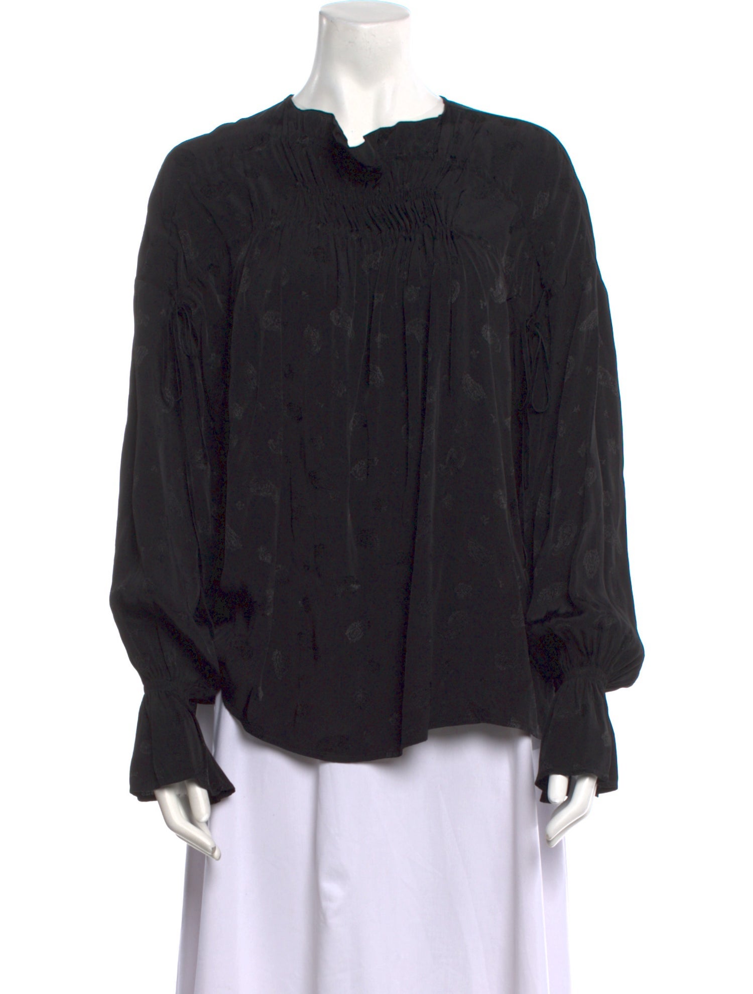 Maje Crew Neck Long Sleeve Button-Up Top