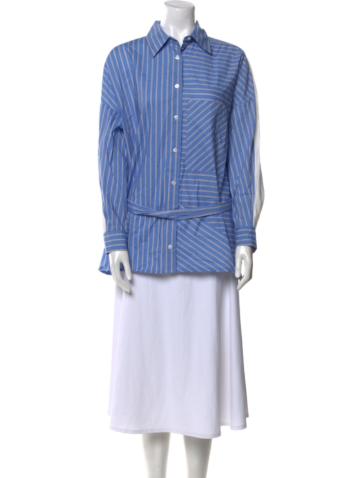 Maje Striped Long Sleeve Button-Up Top