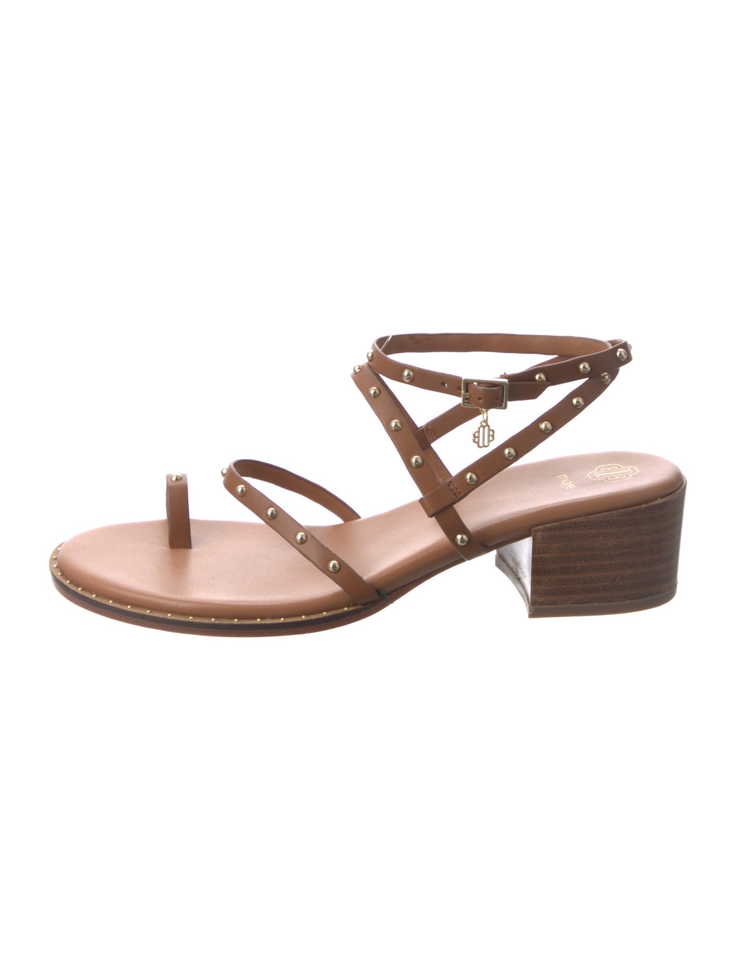 Maje Leather Studded Accents Slingback Sandals