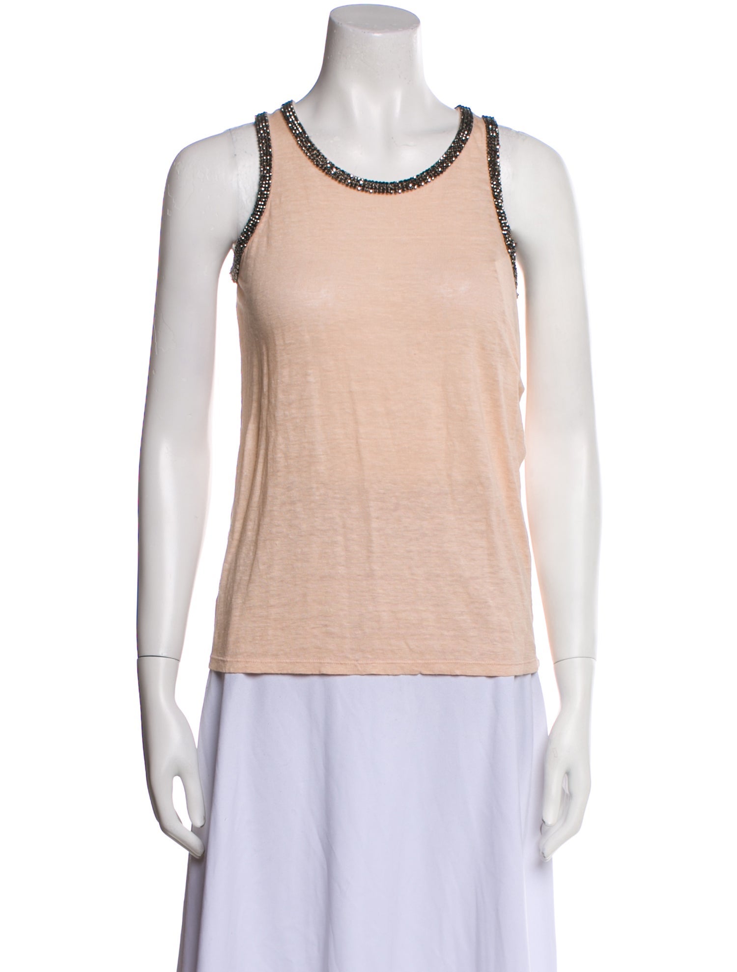 Maje Linen Scoop Neck Top