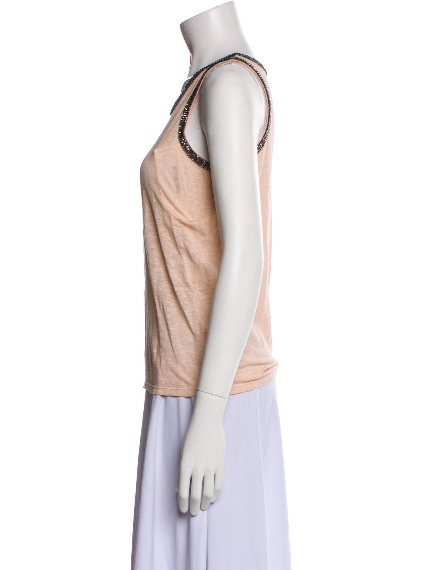 Maje Linen Scoop Neck Top