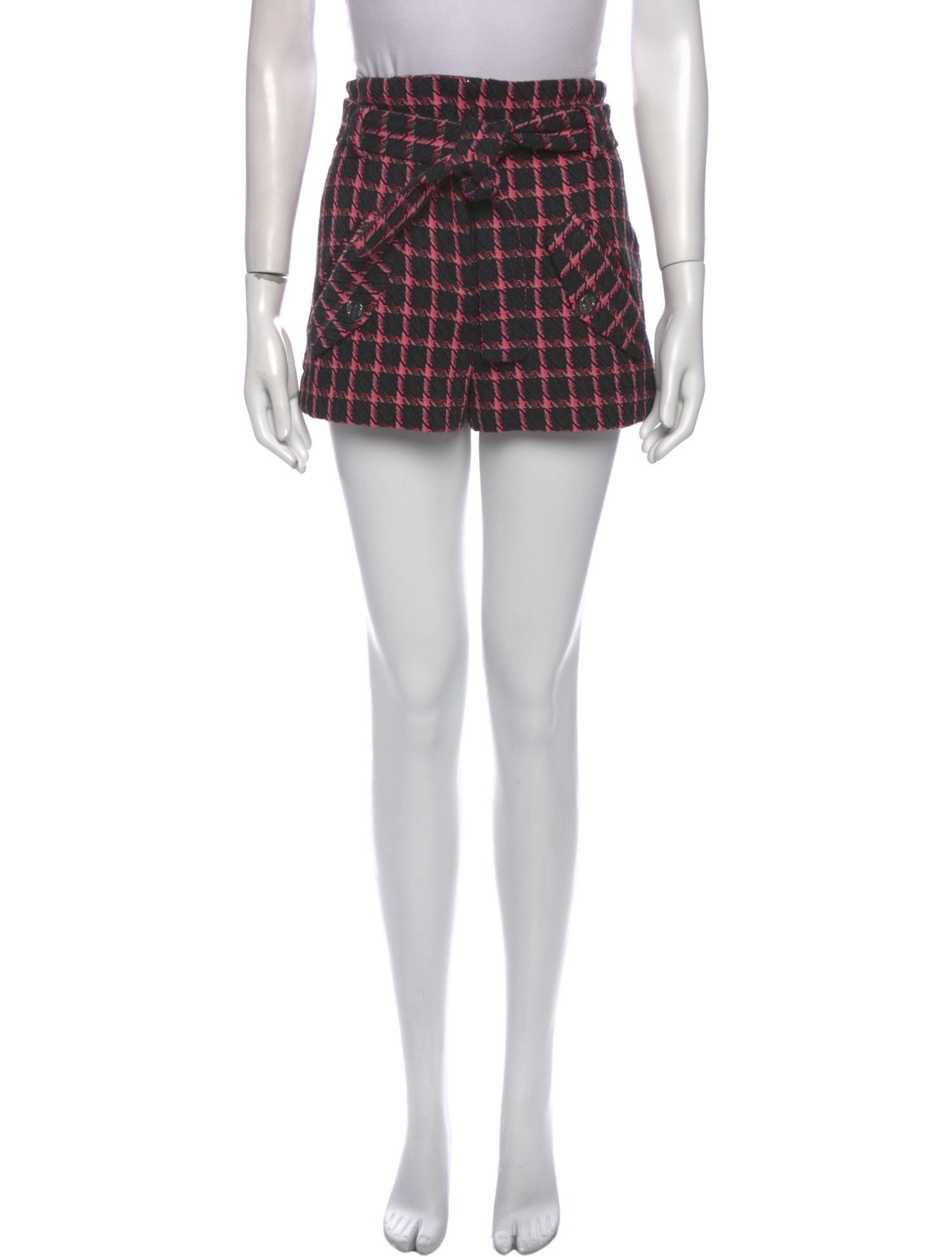 Maje Plaid Print Mini Shorts