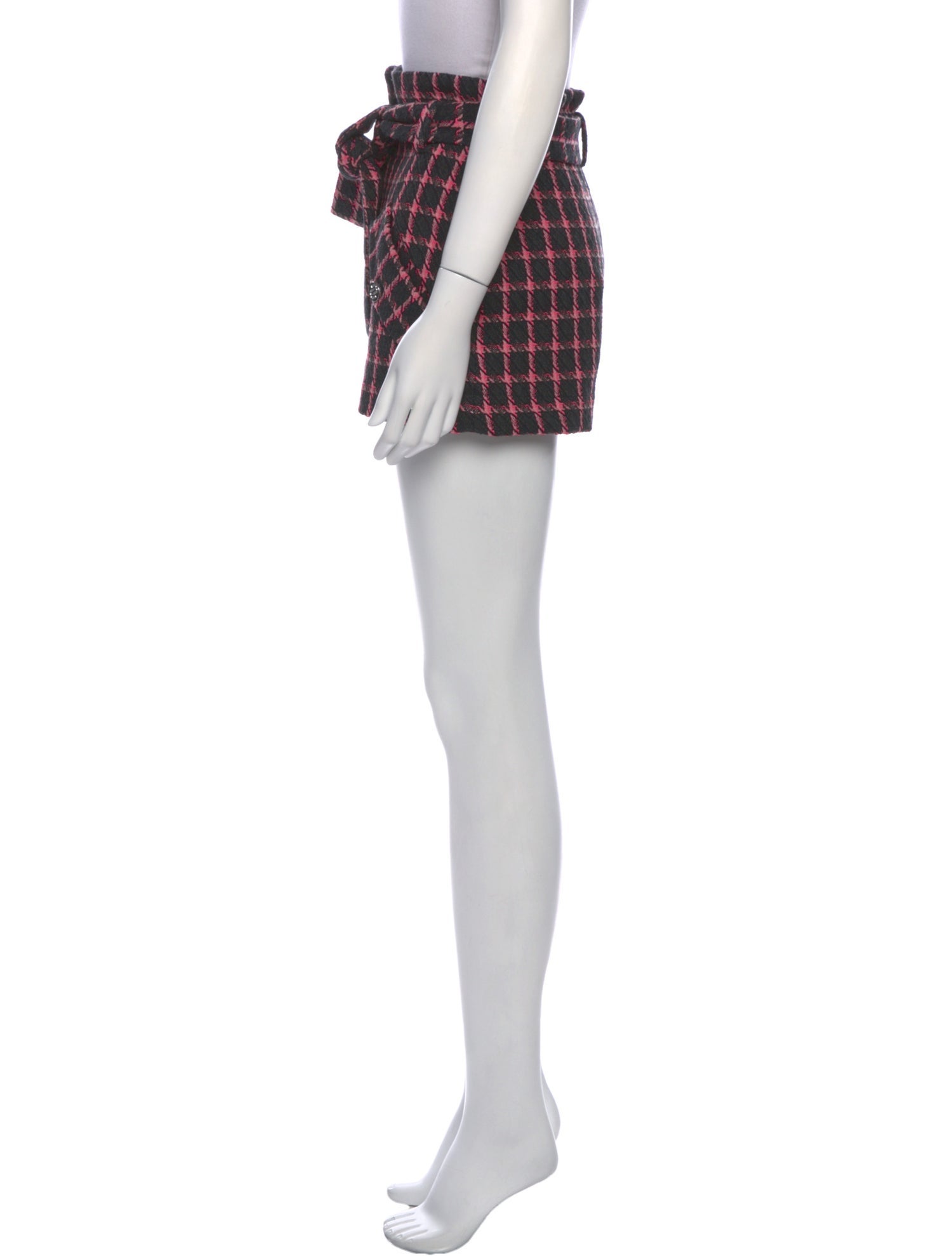 Maje Plaid Print Mini Shorts