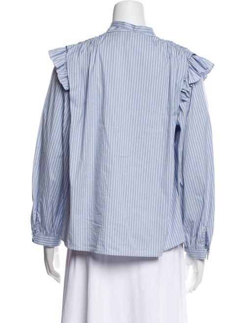 Maje Striped Mock Neck Button-Up Top