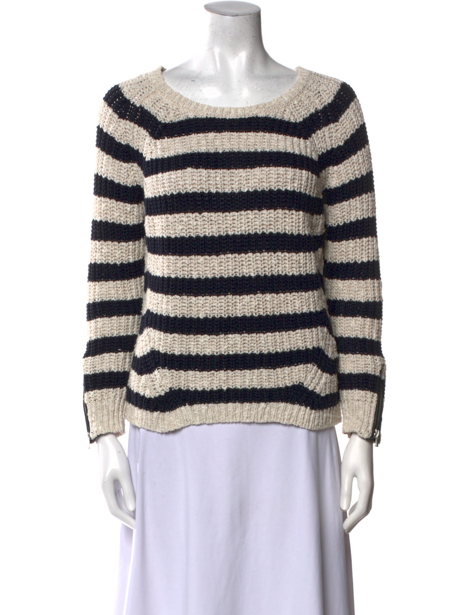 Maje Striped Scoop Neck Sweater