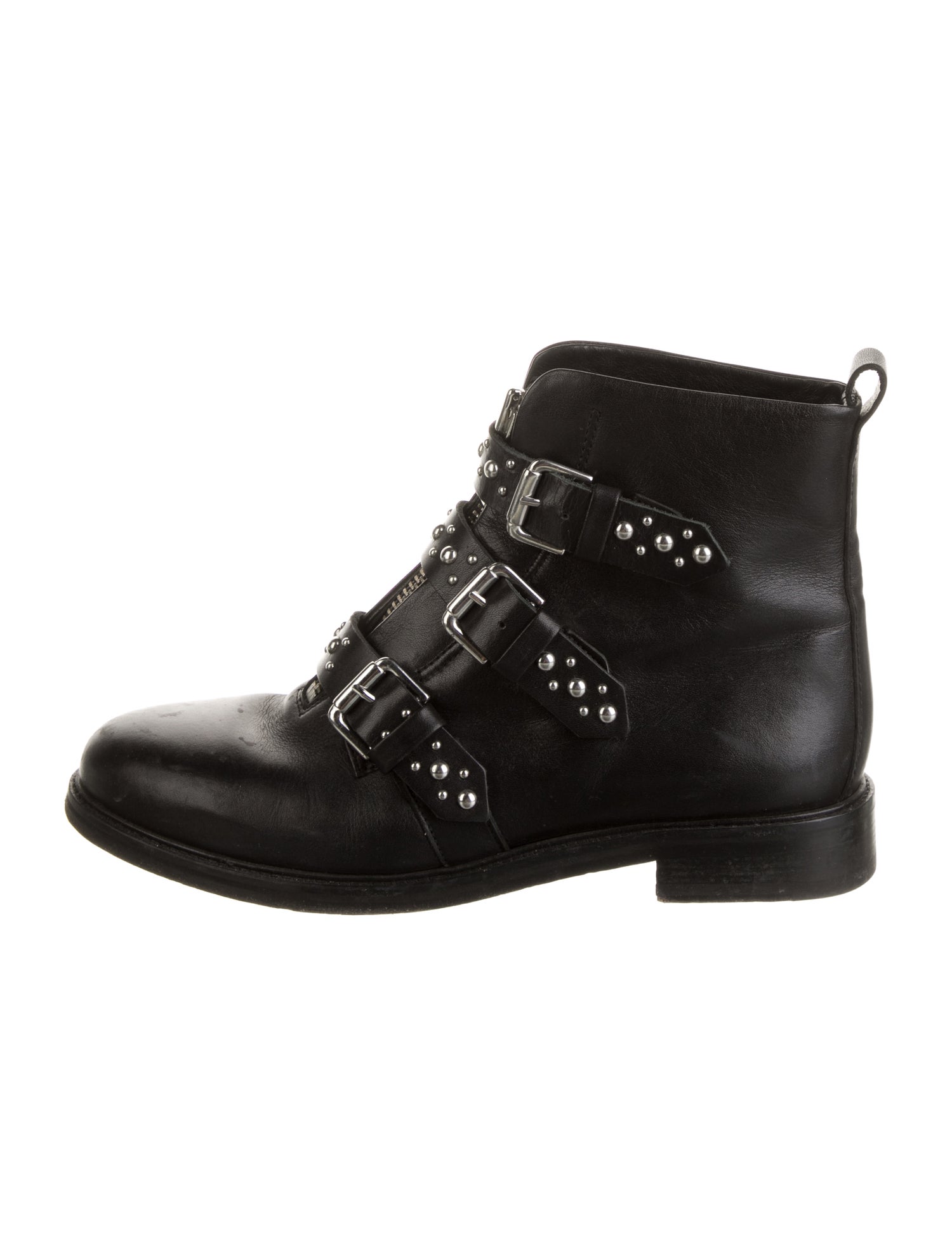 Maje Leather Studded Accents Combat Boots