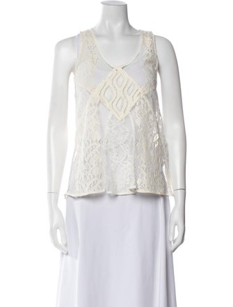 Maje Lace Pattern Scoop Neck Top