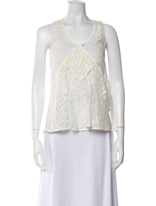 Maje Lace Pattern Scoop Neck Top