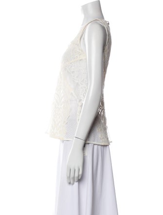 Maje Lace Pattern Scoop Neck Top