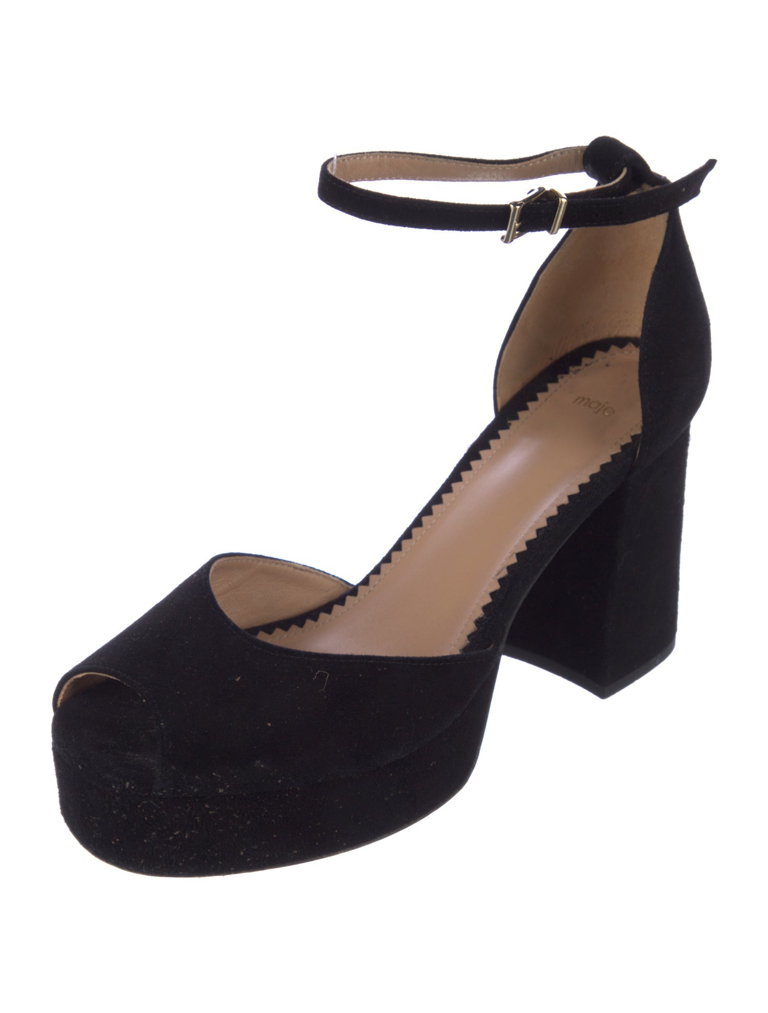 Maje Suede Crystal Embellishments D'Orsay Pumps