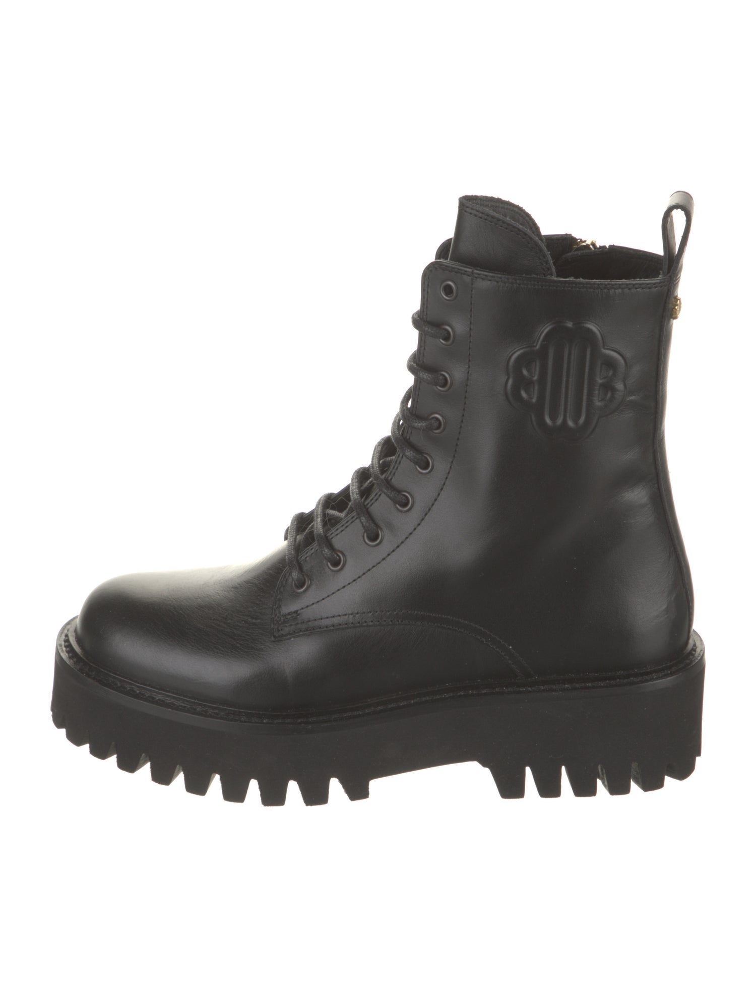 Maje Leather Printed Combat Boots