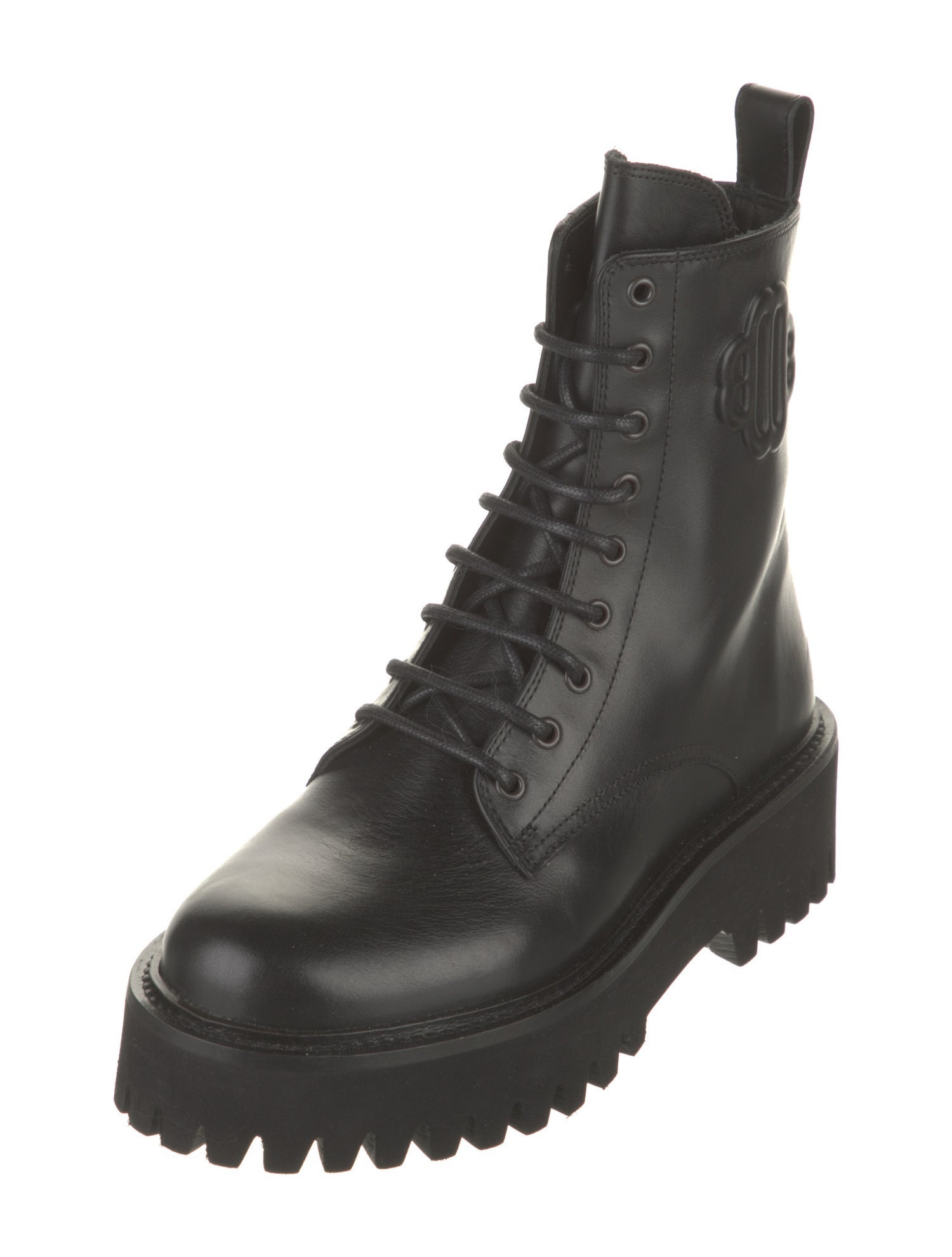 Maje Leather Printed Combat Boots