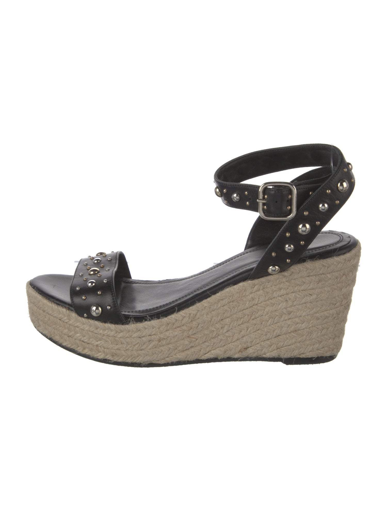 Maje Leather Studded Accents Espadrilles