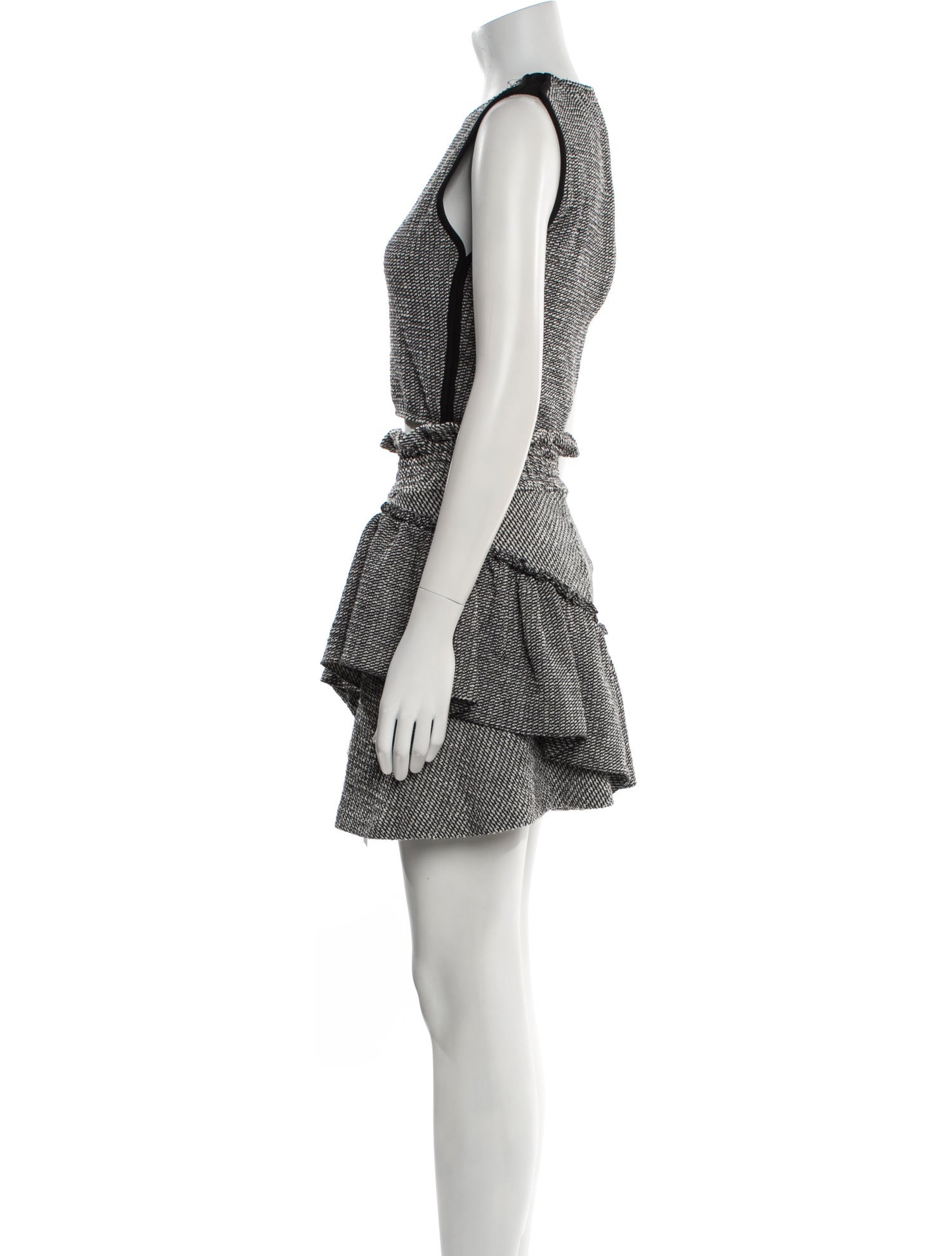 Maje Tweed Pattern Ruffle Embellishment Skirt Set