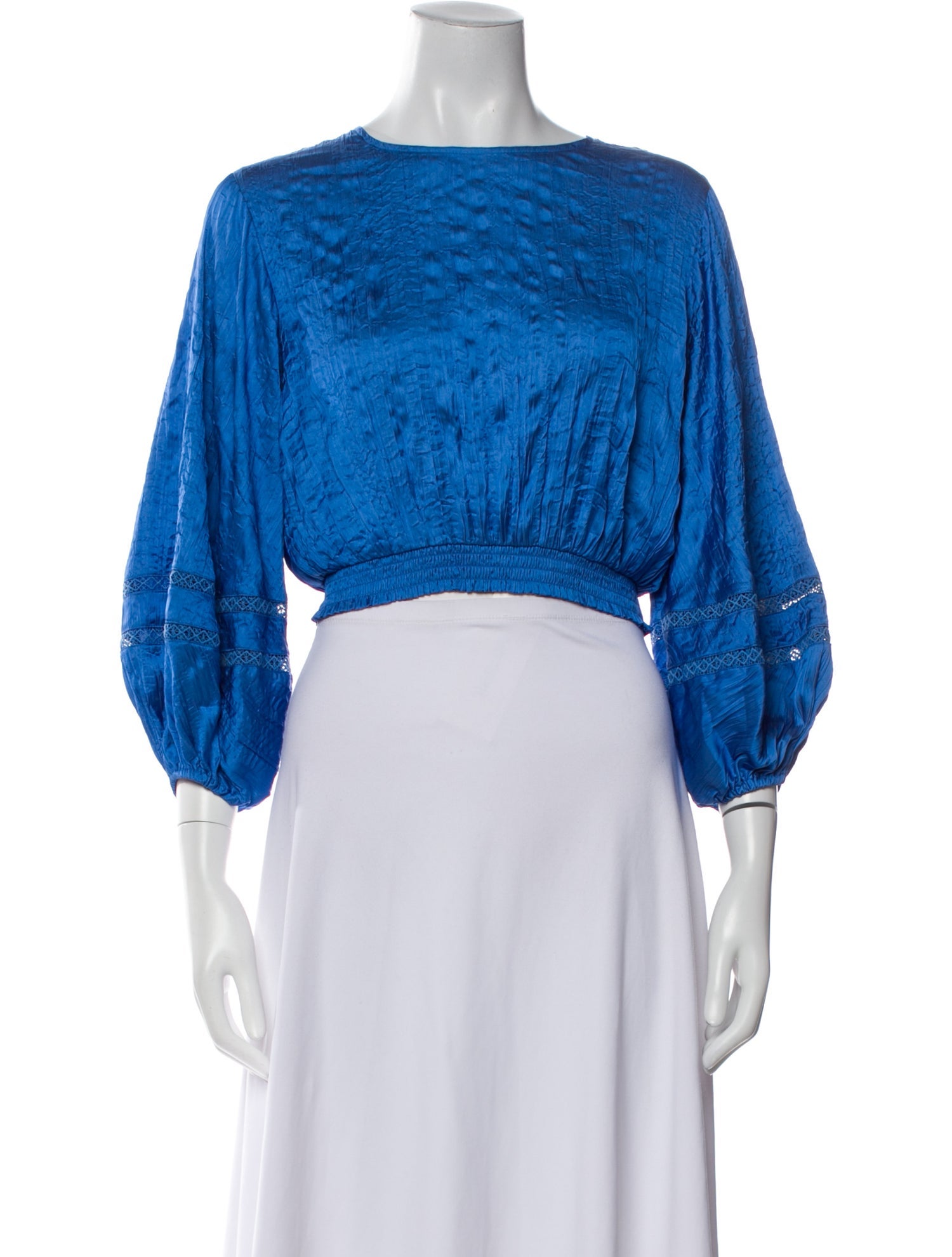 Maje Bateau Neckline Three-Quarter Sleeve Crop Top