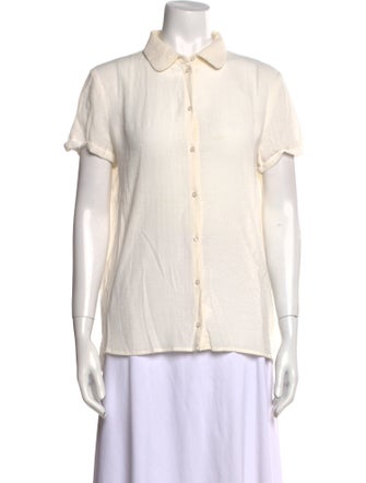 Maje Short Sleeve Button-Up Top