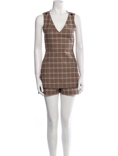 Maje Wool Plaid Print Romper