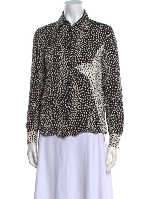 Maje Printed Long Sleeve Button-Up Top