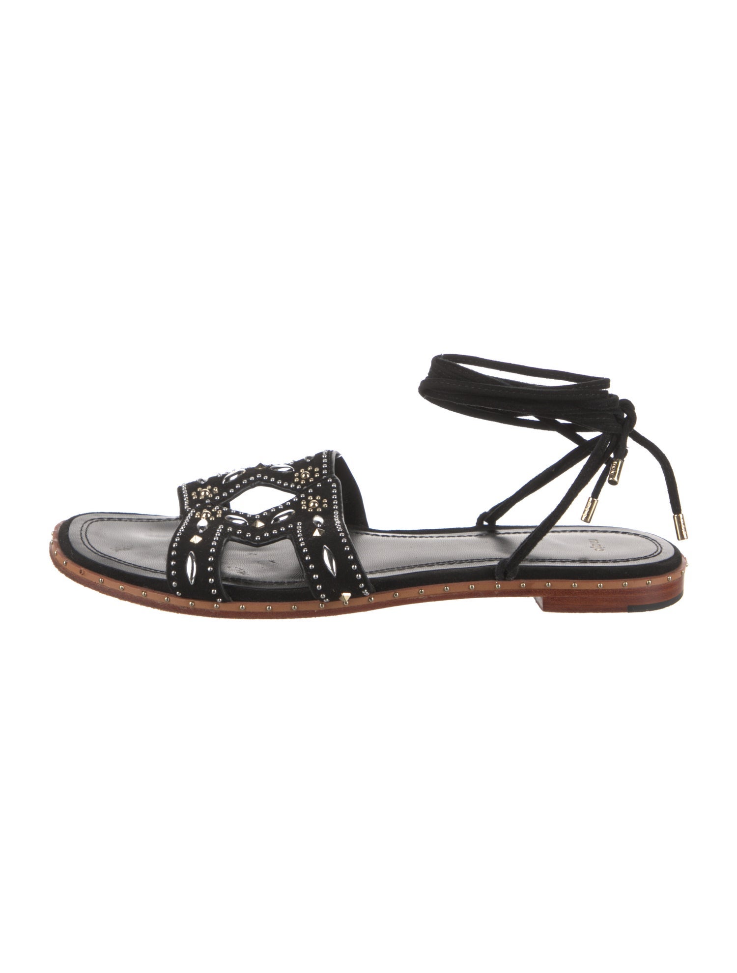 Maje Suede Studded Accents Gladiator Sandals