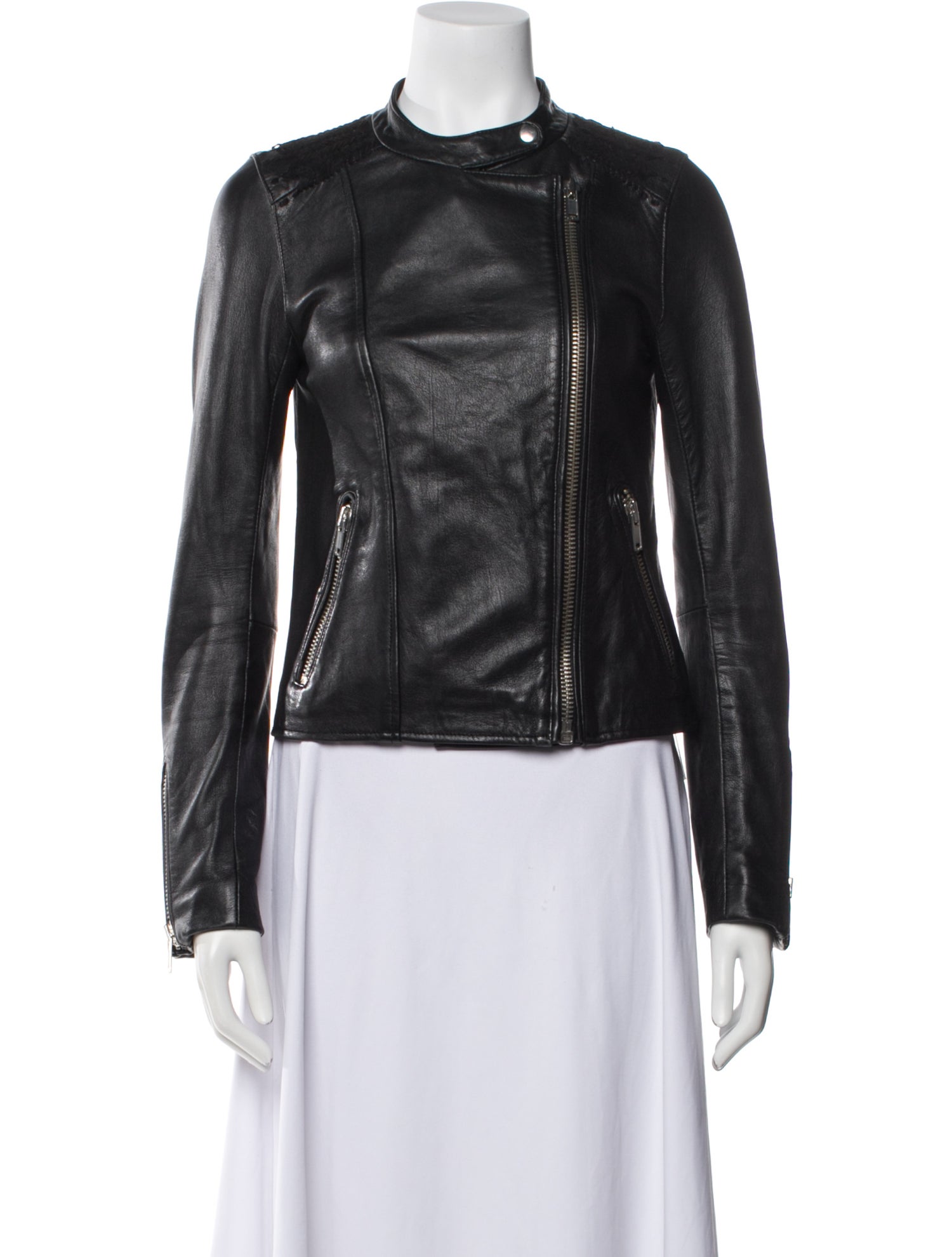 Maje Lamb Leather Biker Jacket