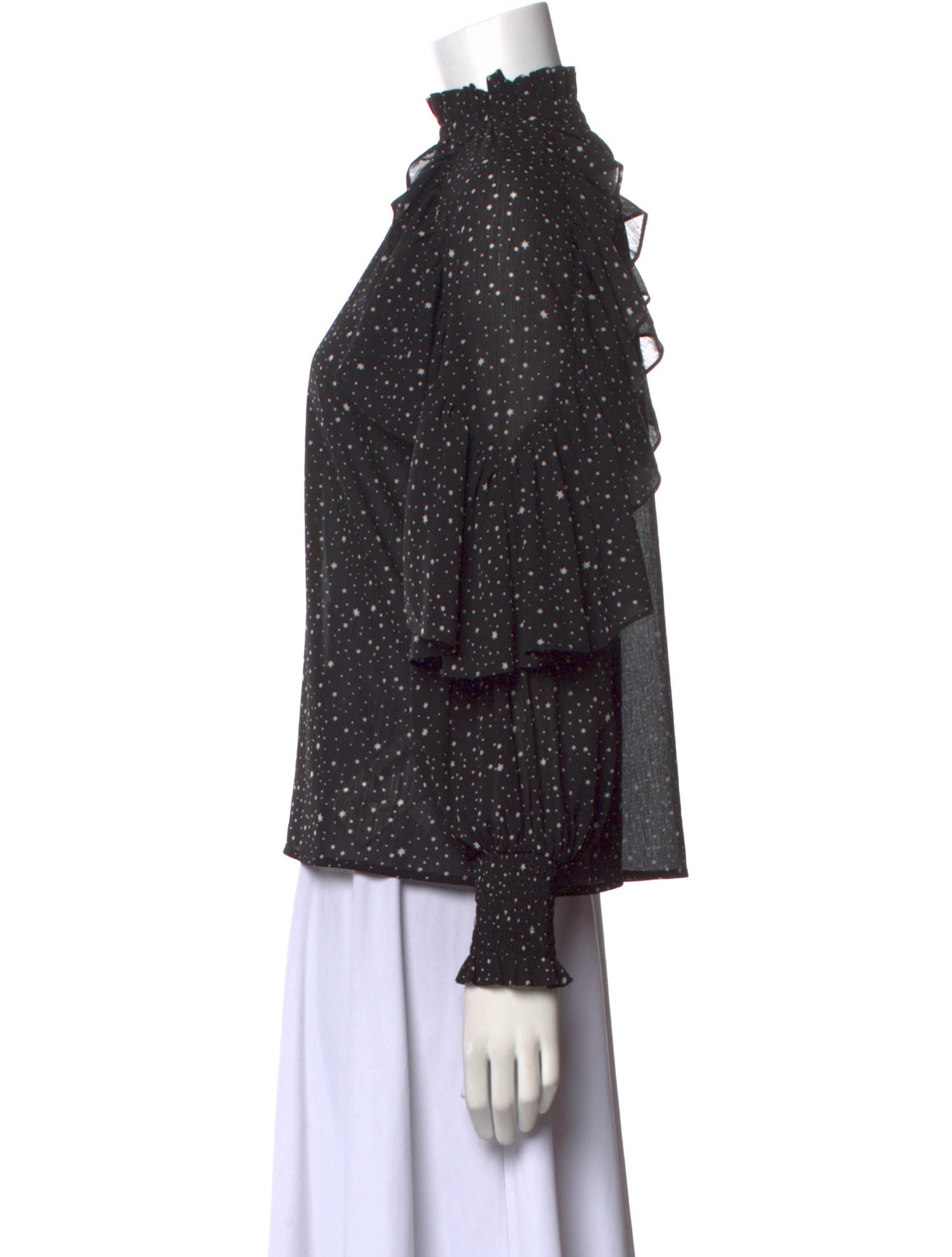 Maje Printed Mock Neck Blouse